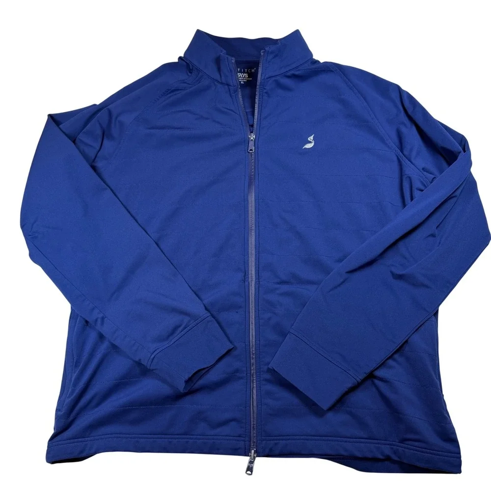 Stitch Golf SWS Weather System Jacket Men XL Blue Full Zip Fleece Lined RN155812